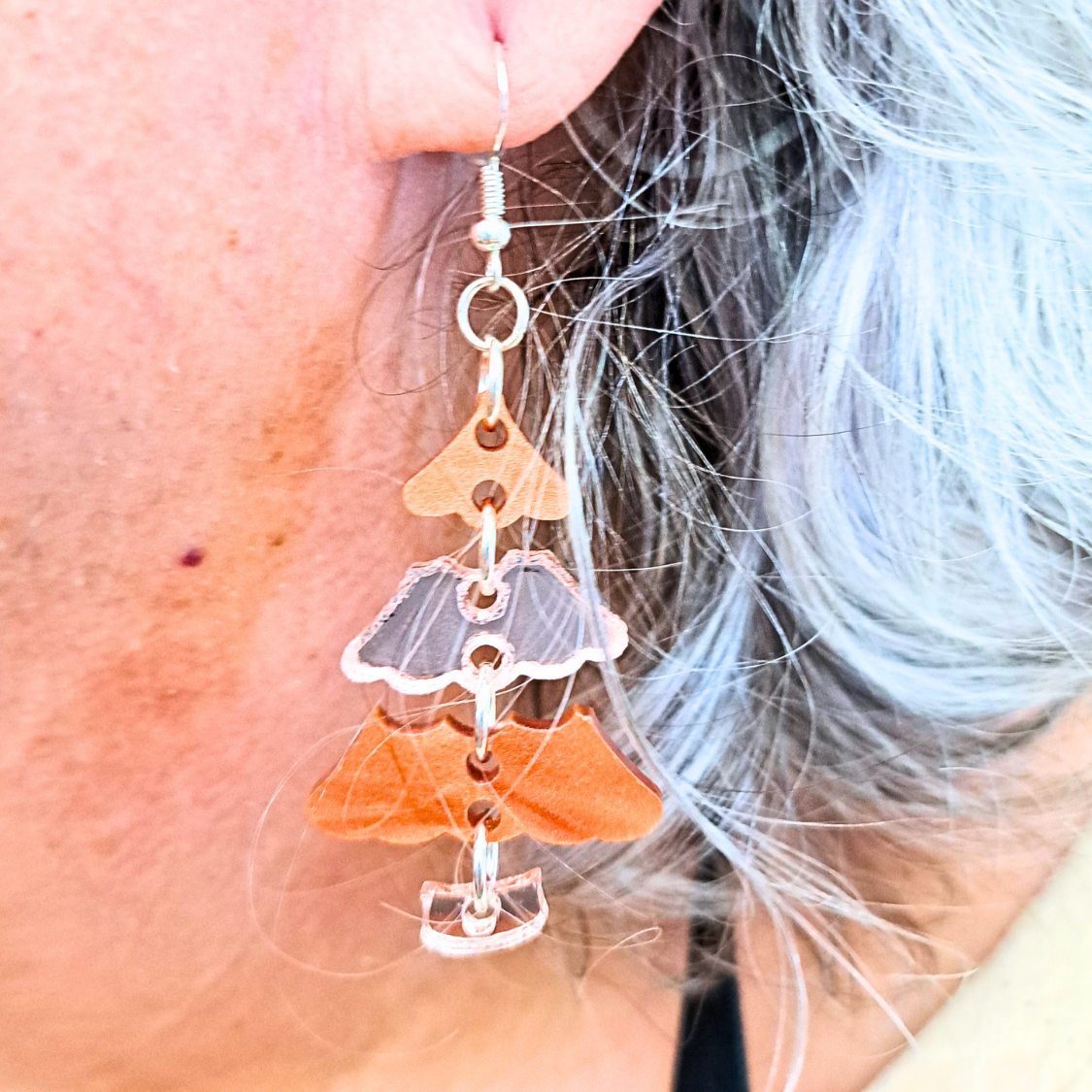 Gingerbread Christmas Tree Earrings (Rosey Gold and Cookie Brown Color Block)