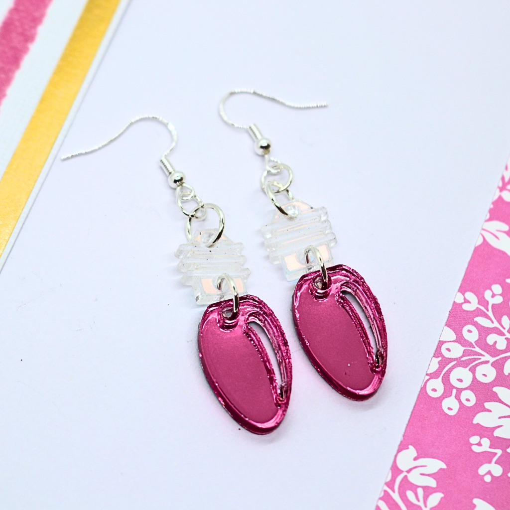 Classic Christmas Light Earrings (Pink)