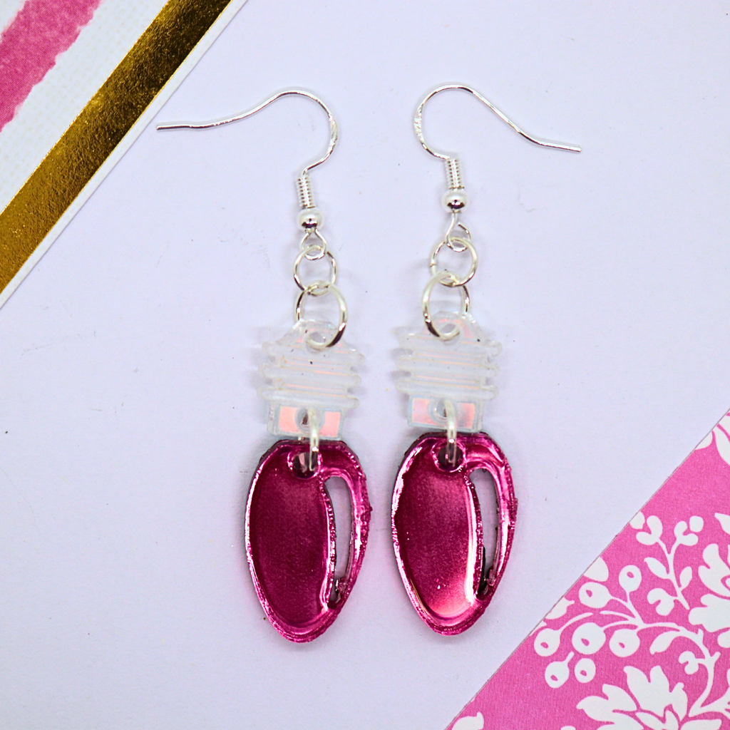 Classic Christmas Light Earrings (Pink)