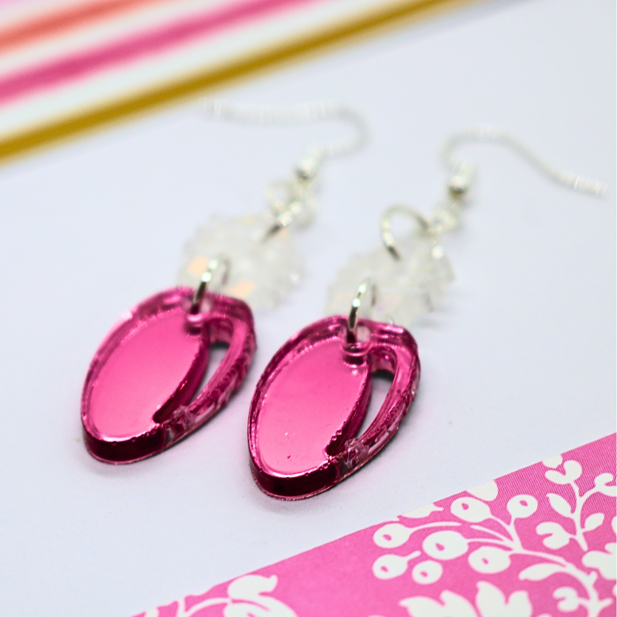 Classic Christmas Light Earrings (Pink)
