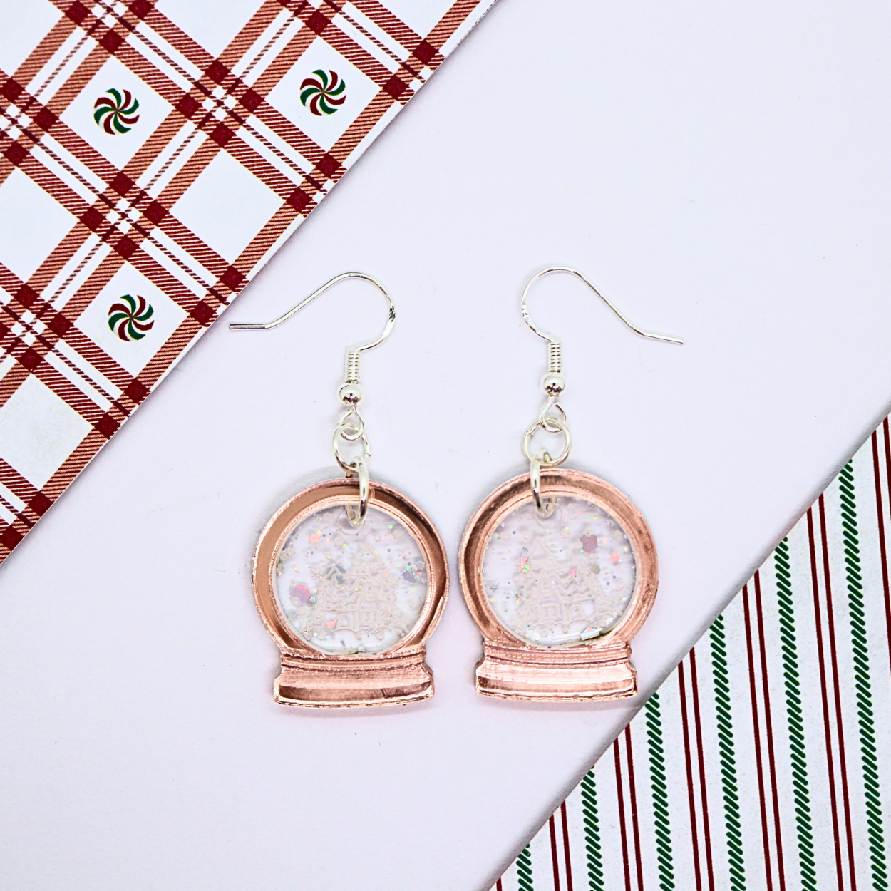 Snow Globe Earrings (Rosey Gold)