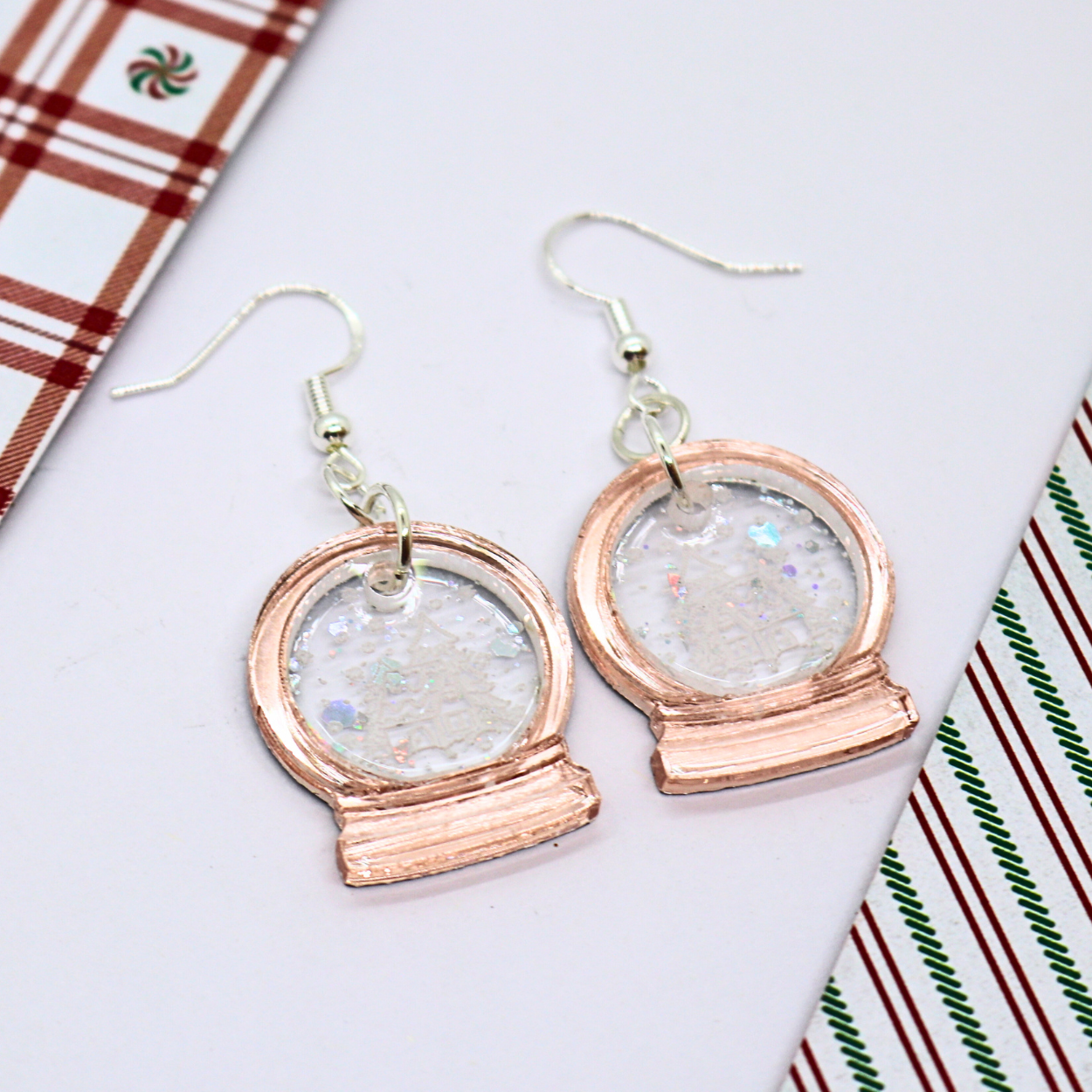 Snow Globe Earrings (Rosey Gold)