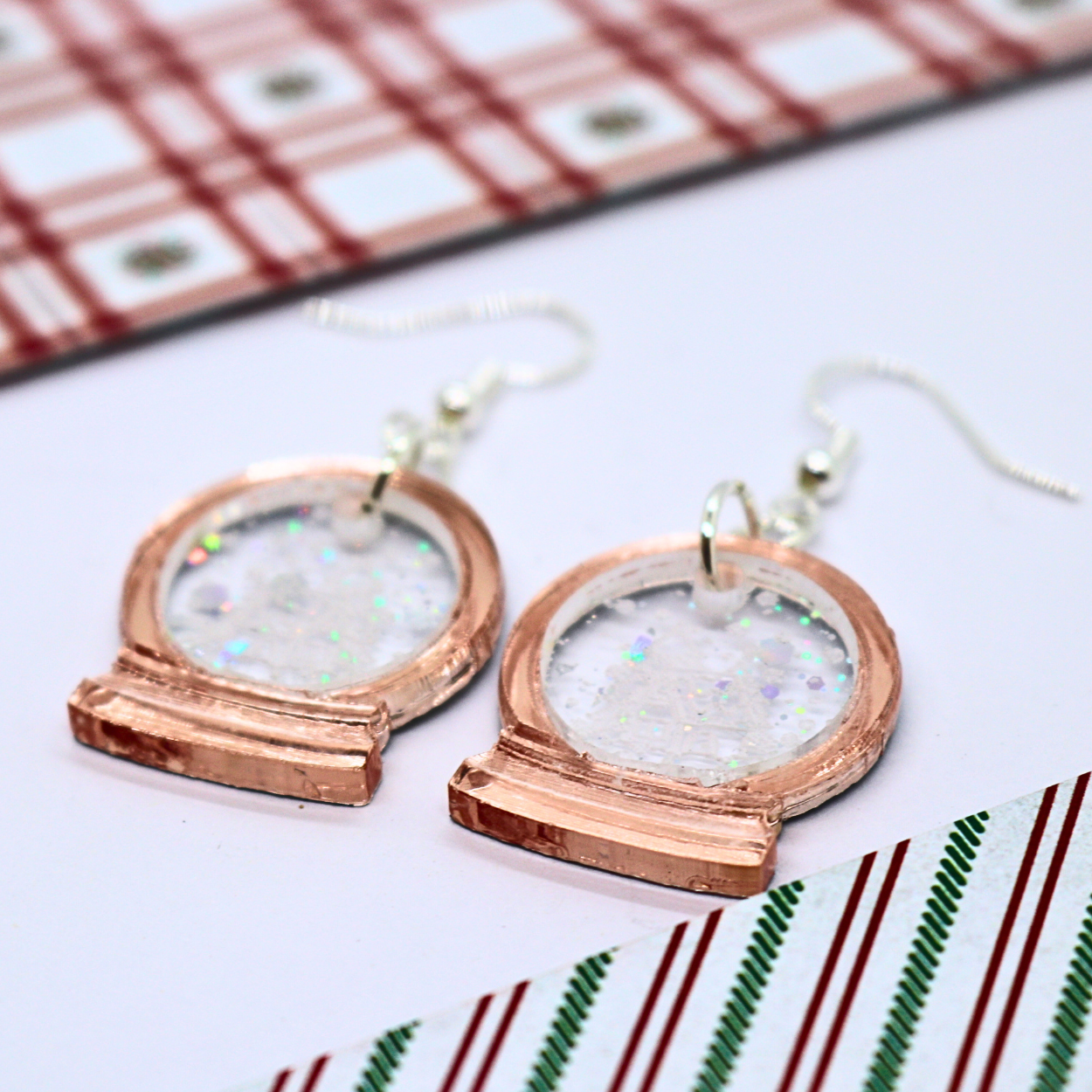 Snow Globe Earrings (Rosey Gold)