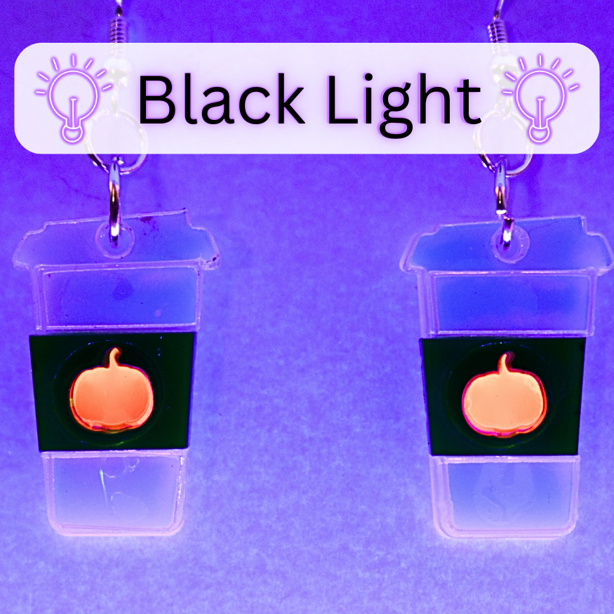 Pumpkin Spice Latte Hypoallergenic Earrings (Black Light Fun)