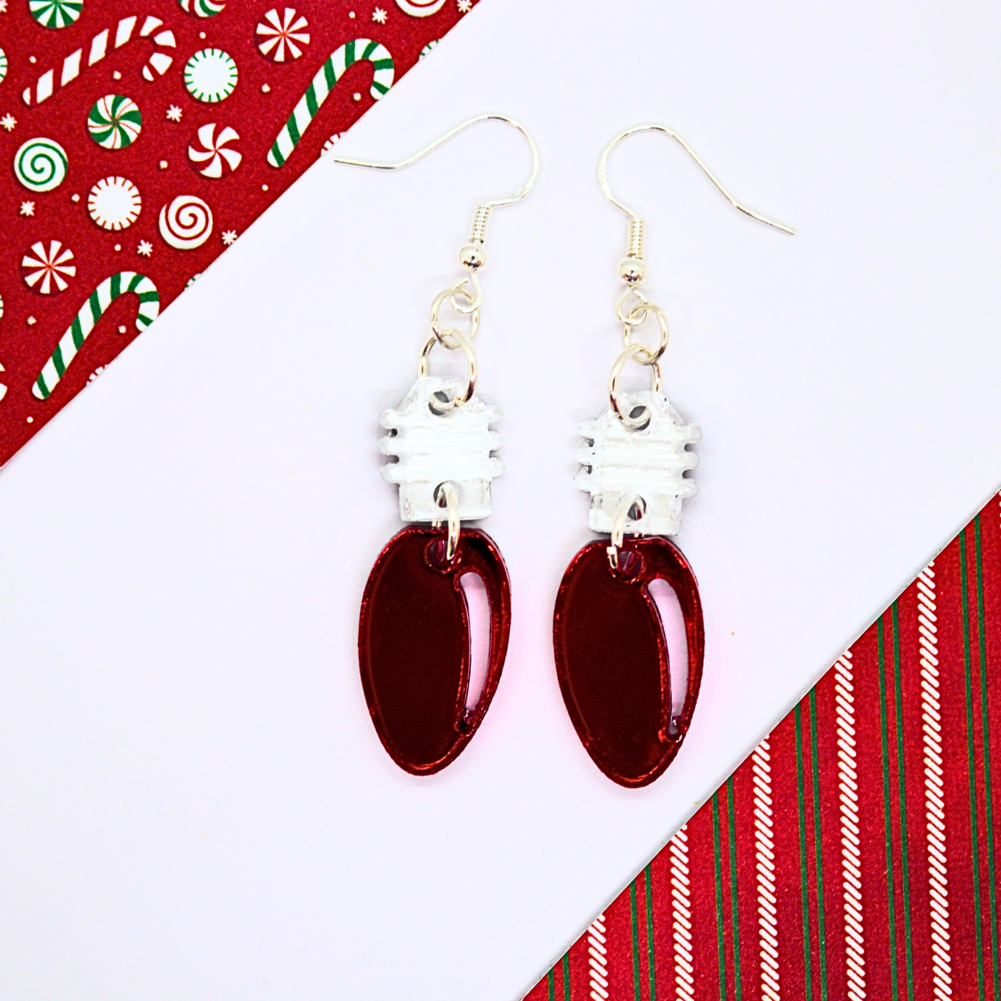 Classic Christmas Light Earrings (Red)