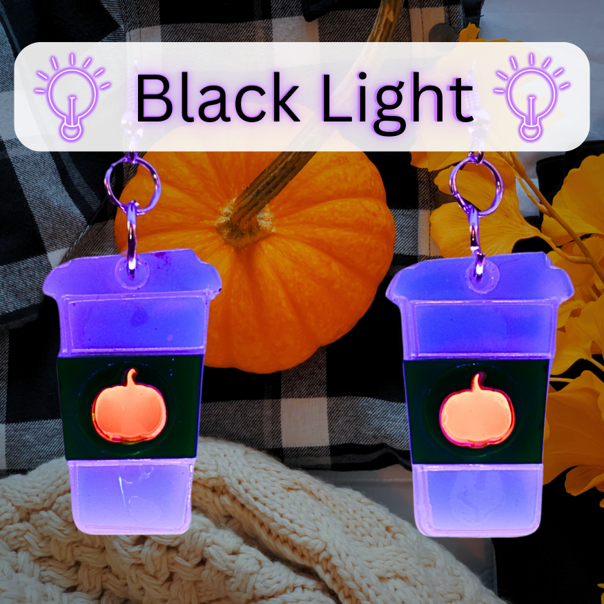 Pumpkin Spice Latte Hypoallergenic Earrings (Black Light Fun)