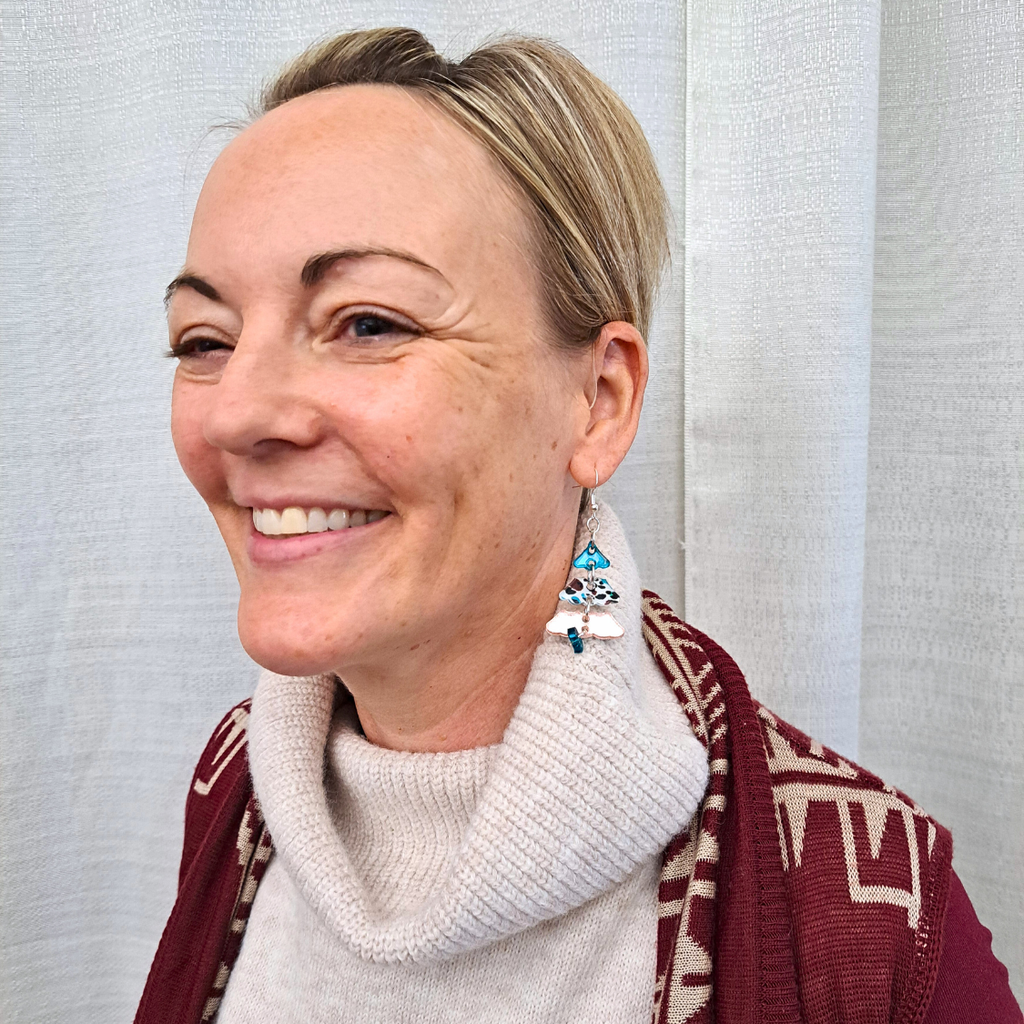 Christmas Tree Earrings (Mirror Green and Glitter Color Block)