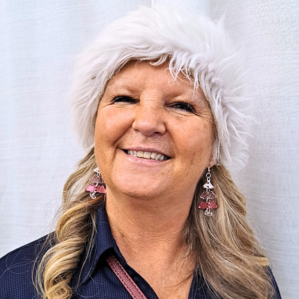 Pink Christmas Tree Earrings (Mirror Pink and Snowflake Glitter Color Block)