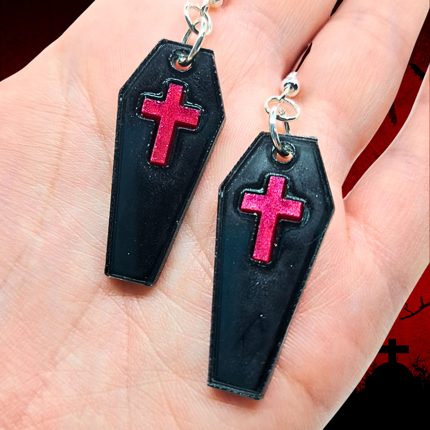 Coffin Earrings Vampire Edition, 🦇Rest in Style… if you dare. 🦇