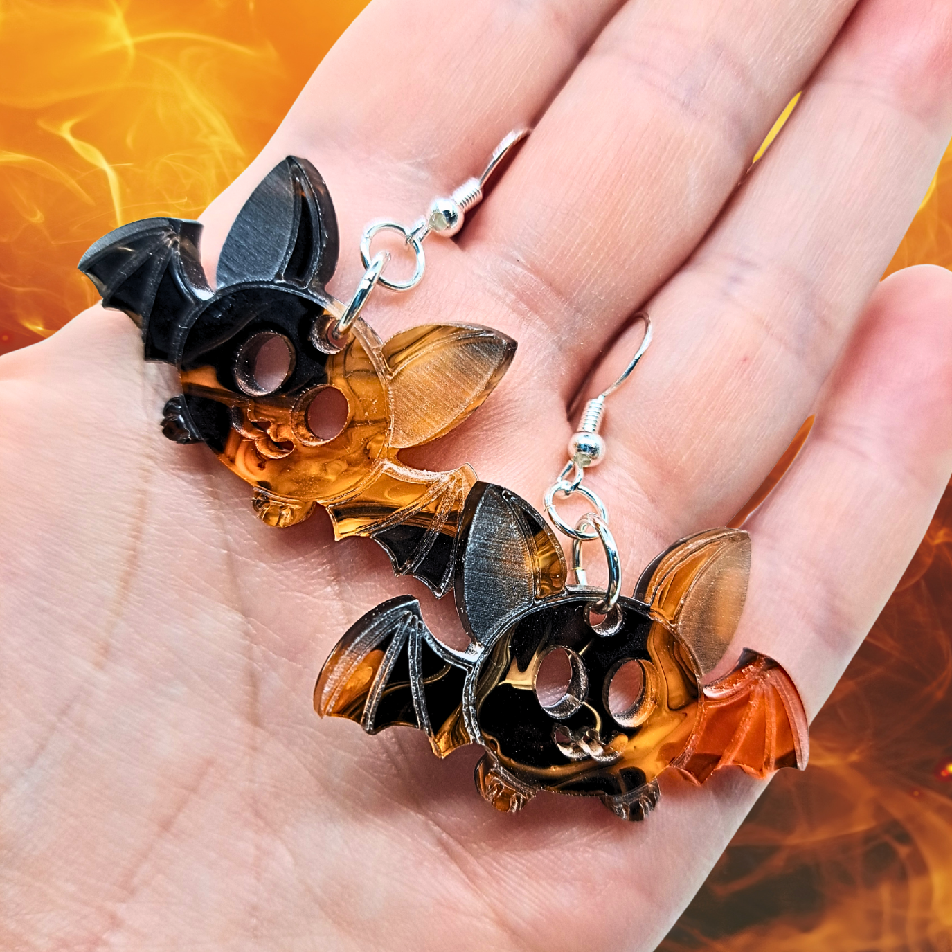 Adorable Bat Earrings, Bonfire Edition