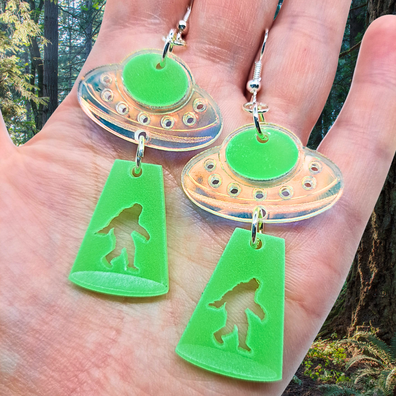 UFO Bigfoot Earrings 🛸🌲 Bigfoot’s Getting Abducted—In Style! 🌲🛸